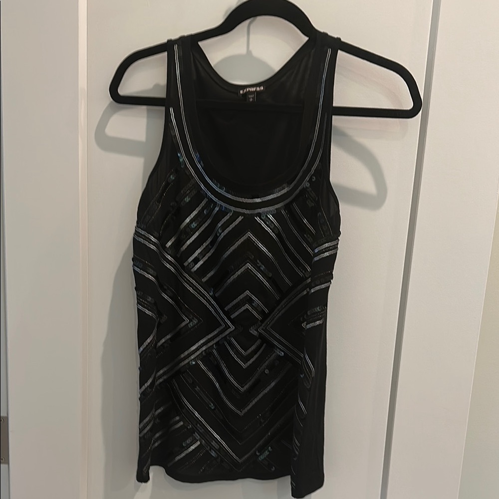 Express Black Sequin Women's Tank Top